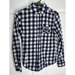 Penn State Juniors Flannel Shirt PSU Nittany Lions Blue Plaid Girls Small 3-5